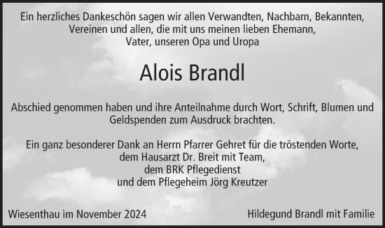 Anzeige von Alois Brandl von MGO