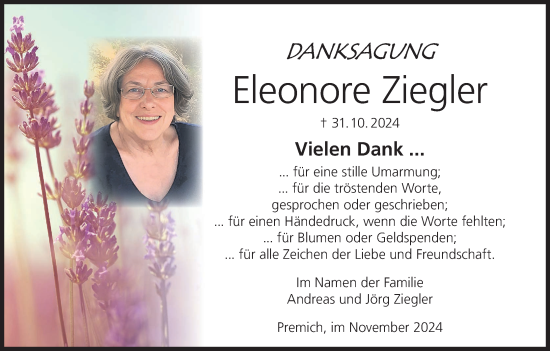Anzeige von Eleonore Ziegler von MGO