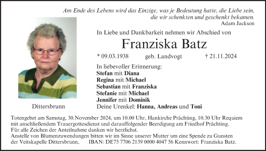 Anzeige von Franziska Batz von MGO