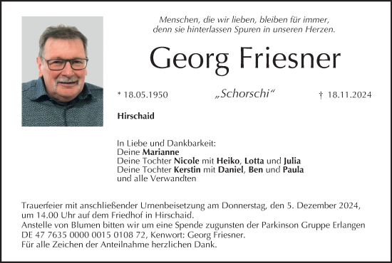 Anzeige von Georg Friesner von MGO
