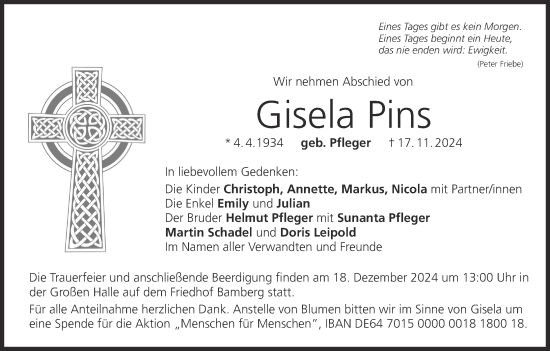 Anzeige von Gisela Pins von MGO