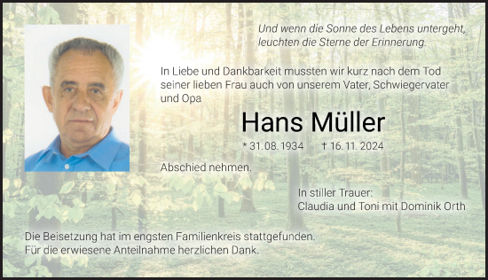 Anzeige von Hans Müller von MGO