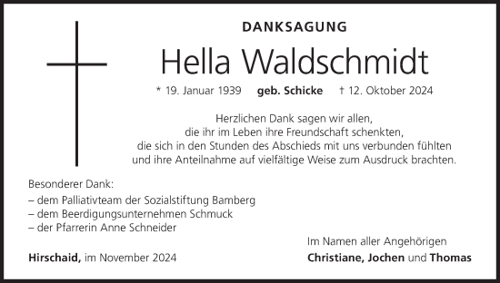 Anzeige von Hella Waldschmidt von MGO