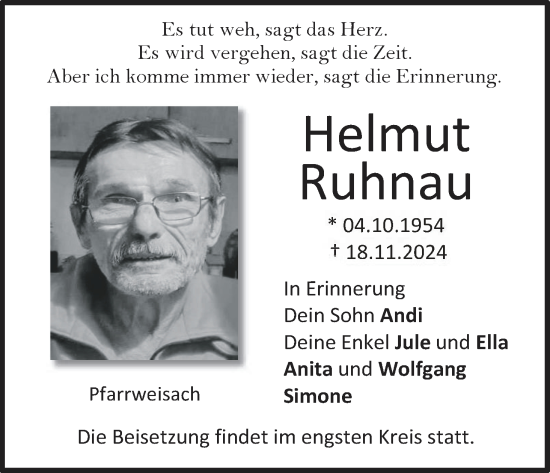 Anzeige von Helmut Ruhnau von MGO