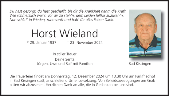 Anzeige von Horst Wieland von MGO