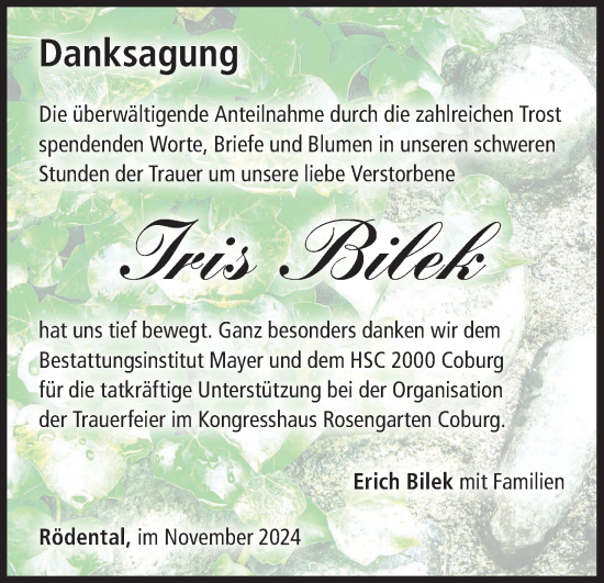 Anzeige von Iris Bilek von MGO