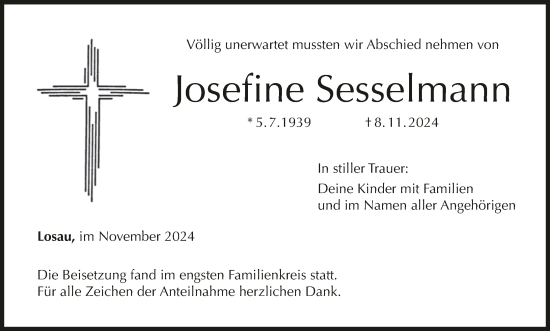 Anzeige von Josefine Sesselmann von MGO