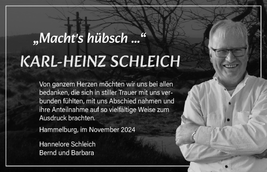 Anzeige von Karl-Heinz Schleich von MGO