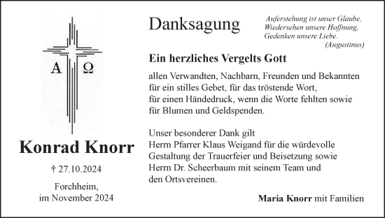 Anzeige von Konrad Knorr von MGO