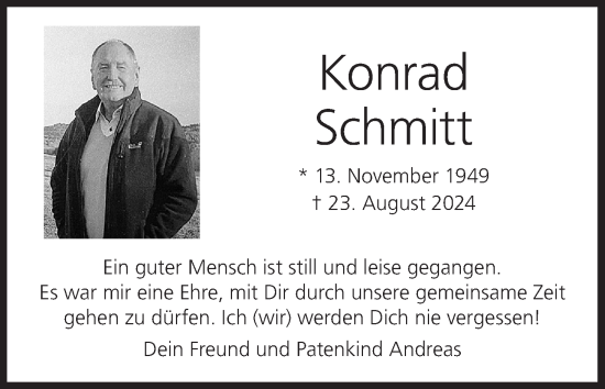 Anzeige von Konrad Schmitt von MGO