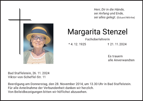 Anzeige von Margarita Stenzel von MGO