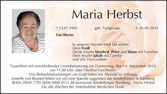 Anzeige von Maria Herbst von MGO