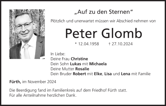 Anzeige von Peter Glomb von MGO