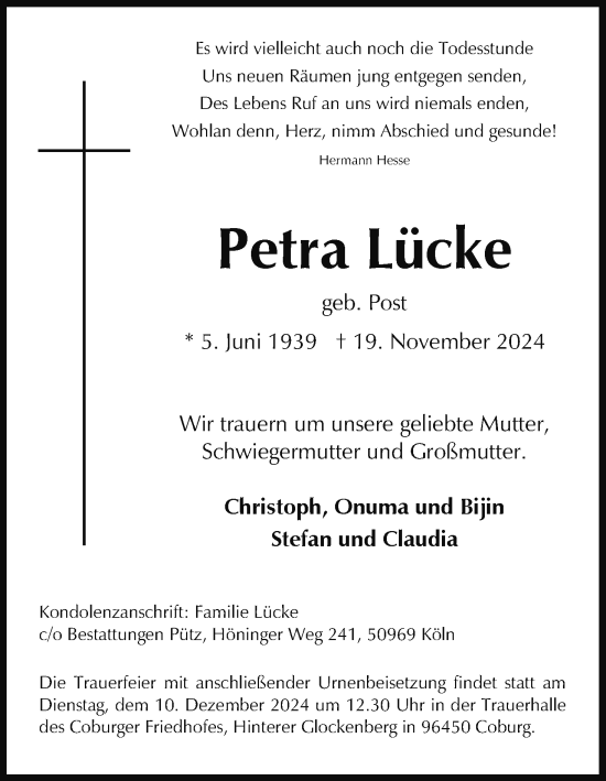 Anzeige von Petra Lücke von MGO