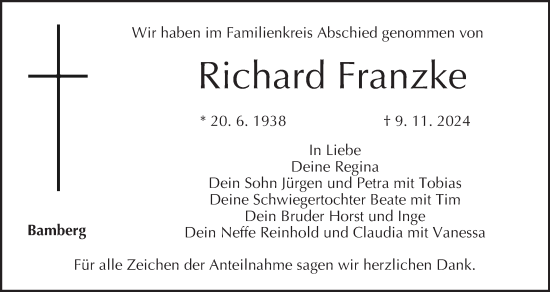 Anzeige von Richard Franzke von MGO