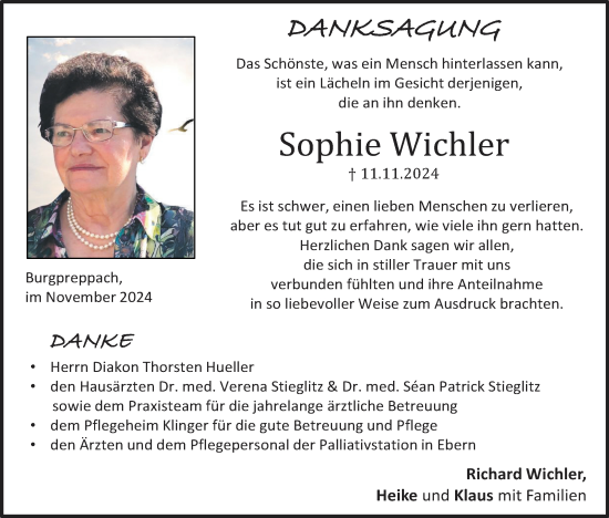 Anzeige von Sophie Wichler von MGO