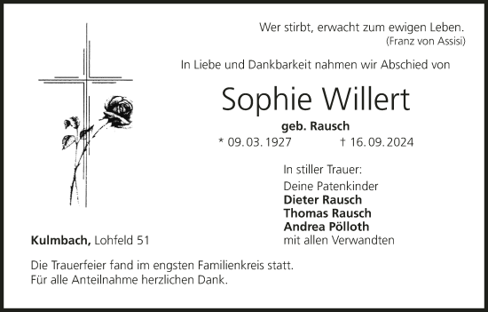 Anzeige von Sophie Willert von MGO