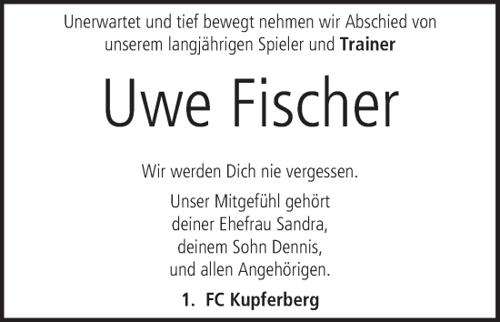 Anzeige von Uwe Fischer von MGO