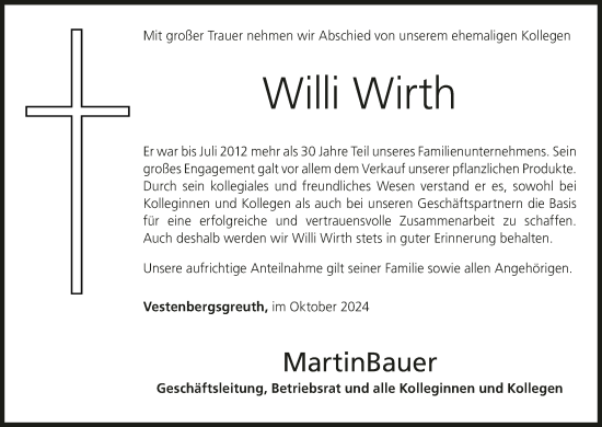 Anzeige von Willi Wirth von MGO