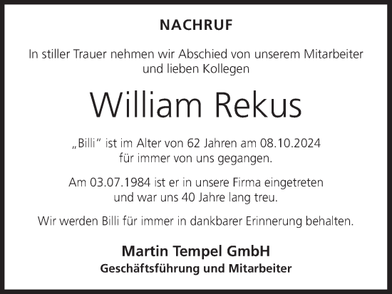 Anzeige von William Rekus von MGO