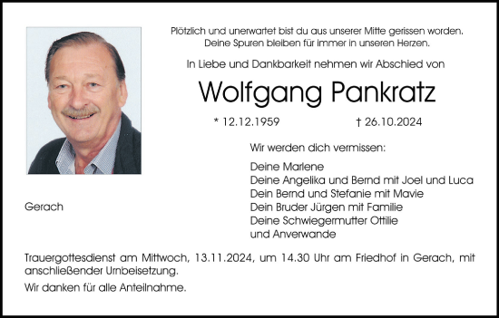 Anzeige von Wolfgang Pankratz von MGO