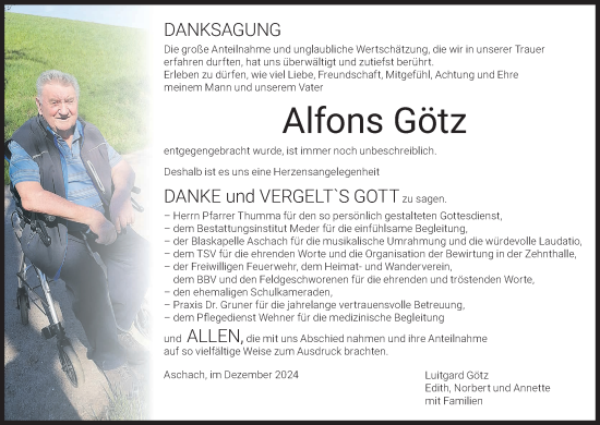 Anzeige von Alfons Götz von MGO