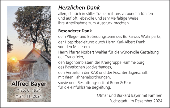 Anzeige von Alfred Bayer von MGO