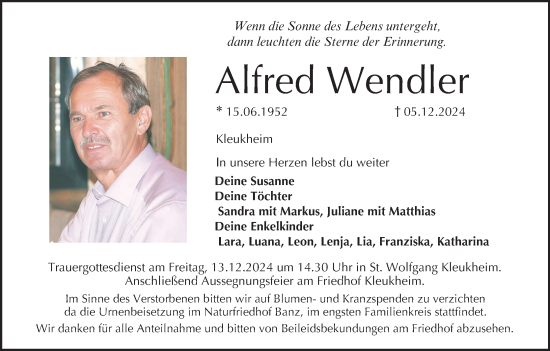 Anzeige von Alfred Wendler von MGO