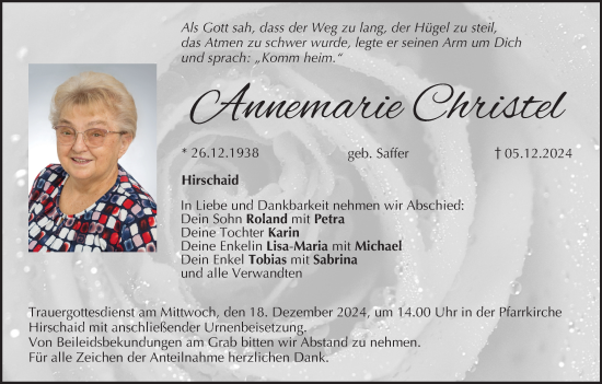 Anzeige von Annemarie Christel von MGO