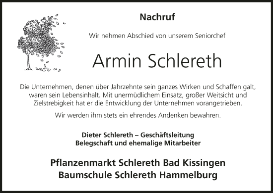 Anzeige von Armin Schlereth von MGO