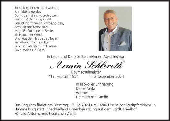 Anzeige von Armin Schlereth von MGO