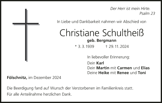 Anzeige von Christiane Schultheiß von MGO