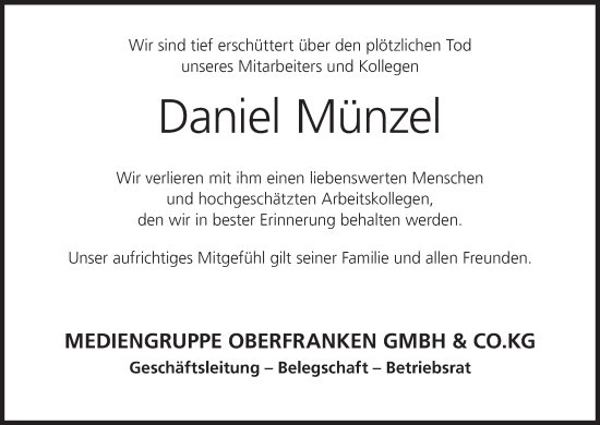 Anzeige von Daniel Münzel von MGO