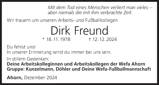 Anzeige von Dirk Freund von MGO