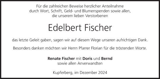 Anzeige von Edelbert Fischer von MGO