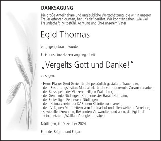 Anzeige von Egid Thomas von MGO