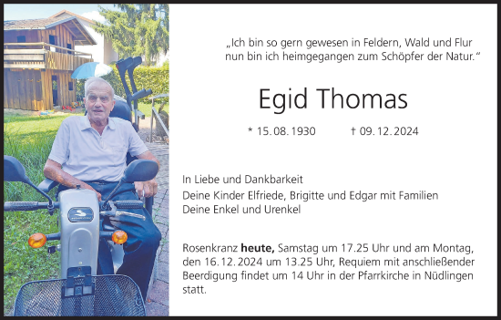 Anzeige von Egid Thomas von MGO
