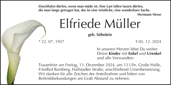 Anzeige von Elfriede Müller von MGO