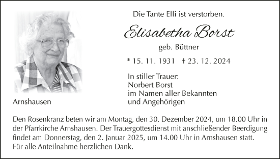 Anzeige von Elisabetha Borst von MGO