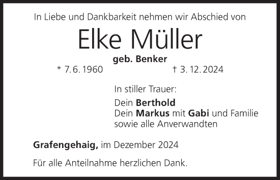 Anzeige von Elke Müller von MGO