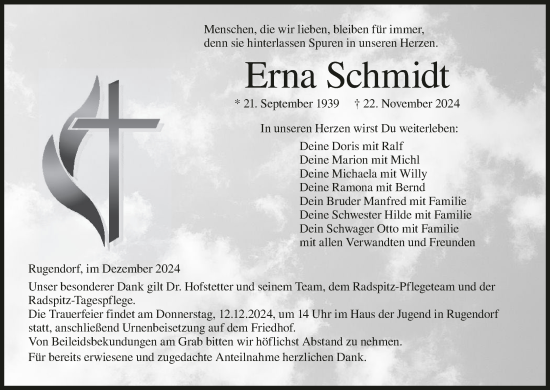 Anzeige von Erna Schmidt von MGO