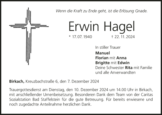 Anzeige von Erwin Hagel von MGO