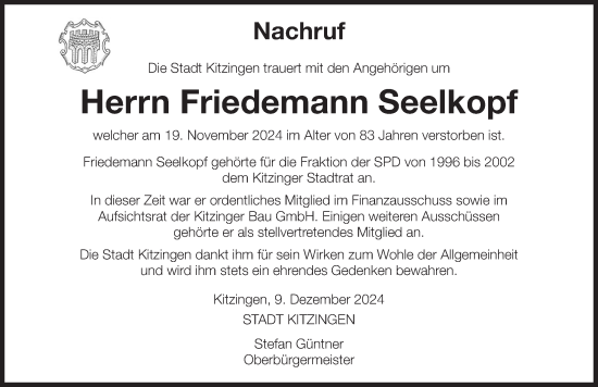 Anzeige von Friedemann Seelkopf von MGO