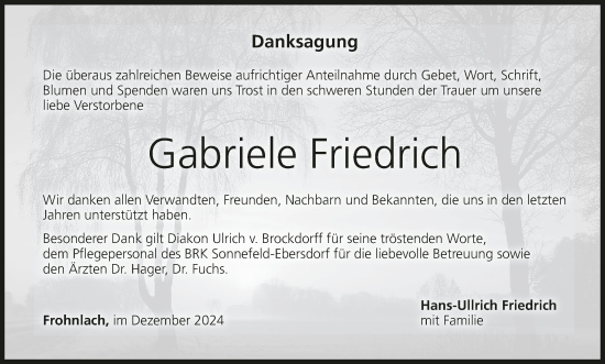 Anzeige von Gabriele Friedrich von MGO