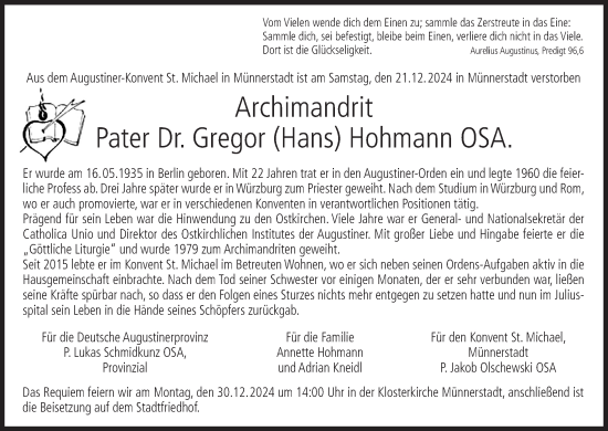 Anzeige von Gregor Hohmann von MGO
