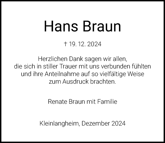 Anzeige von Hans Braun von MGO