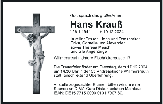 Anzeige von Hans Krauß von MGO