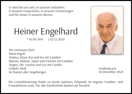 Anzeige von Heiner Engelhard von MGO