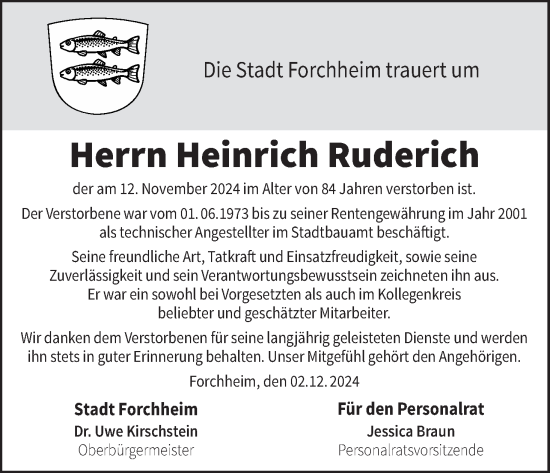 Anzeige von Heinrich Ruderich von MGO