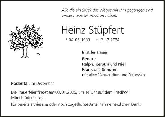 Anzeige von Heinz Stüpfert von MGO